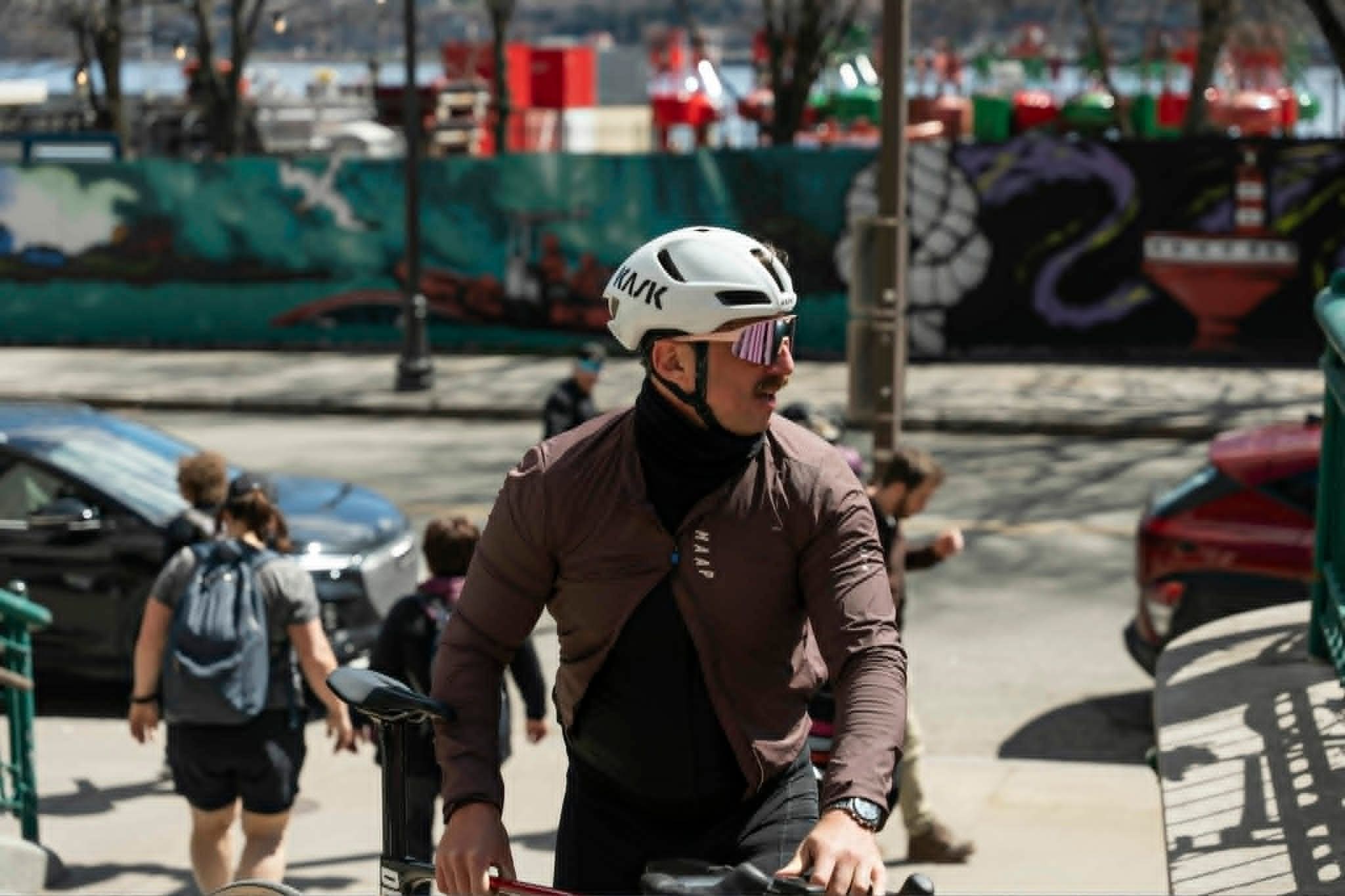 Trevor on his road bike in Quebec City